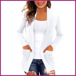 Lightweight Open Front Cardigan with Pockets, 80% Viscose 20% Nylon